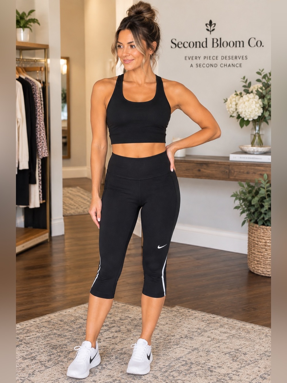 Nike Dri-FIT Black Capri Leggings XS Reflective 💛B1G2 FREE💛